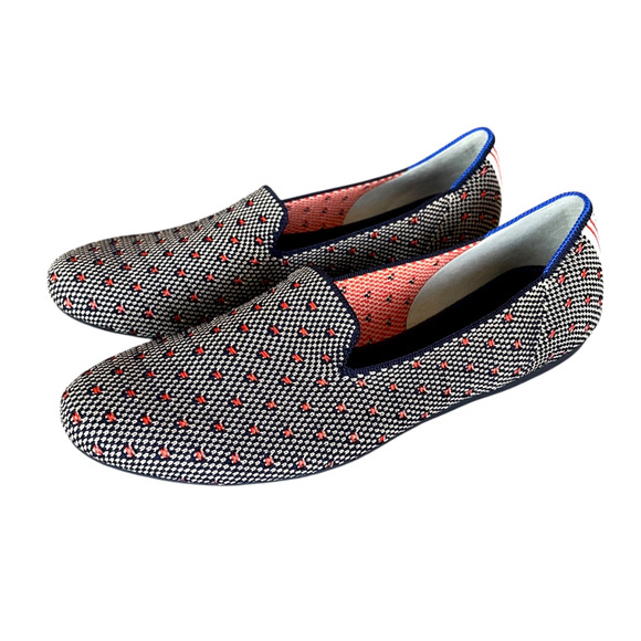 ROTHY'S Women's Size 10.5 The Loafer Coral Dot Navy Limited Edition Slip-On NEW